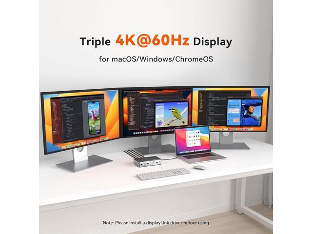 TobenONE DisplayLink Docking Station 3 Monitors with 3 HDMI(4K@60Hz), USB C Docking Station with 120W Charger, for MacBook Pro/Air, Thunderbolt...