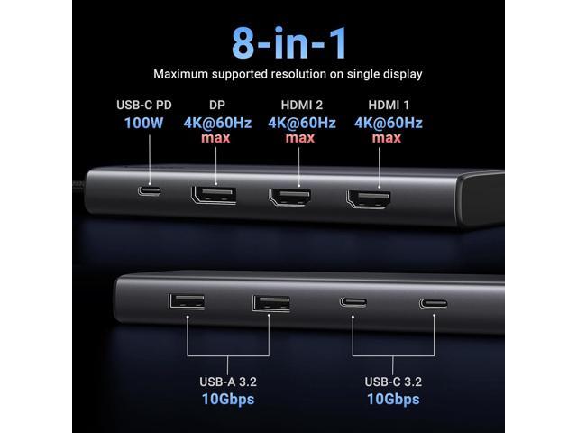 UGREEN 8 in 1 USB C Docking Station with Dual Monitor, 4K Triple Display USB C Hub with 2 HDMI, DP, 2 USB A & C 3.2 Ports, 100W PD, USB C Dock...