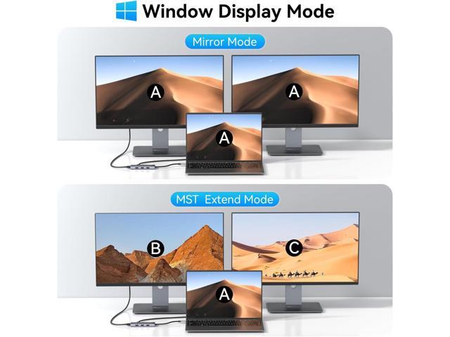 Docking Station to Dual HDMI Monitors Adapter, USB C to Dual HDMI Adapter 4K 60 Hz for Laptops Docking Station Dual Monitor with PD, 3 USB Port...
