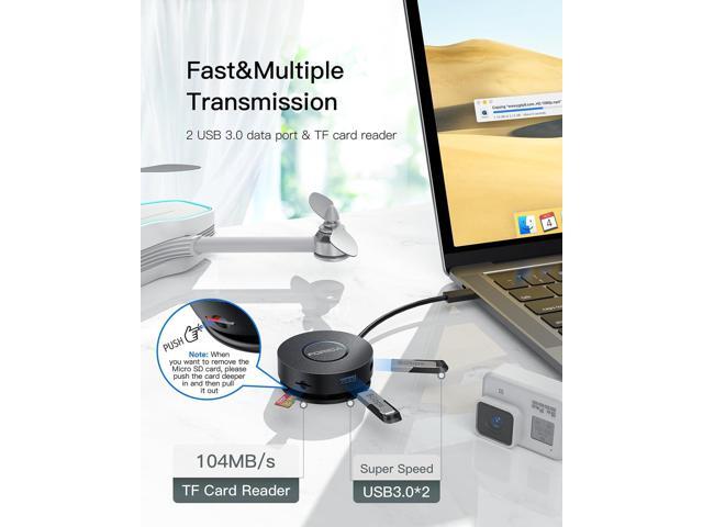 Mini USB C Docking Station Dual HDMI Monitor FORIDA USB C to USB Dock Hub with Gigabit Ethernet 100W Power Delivery Micro SD Card Reader for...