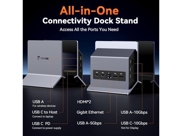 TobenONE Docking Station with Dual Monitor,4K@60Hz 2 HDMI,100W Power Supply, PD 3.0,6 USB,Gigabit Ethernet, Laptop Stand Vertically,for...