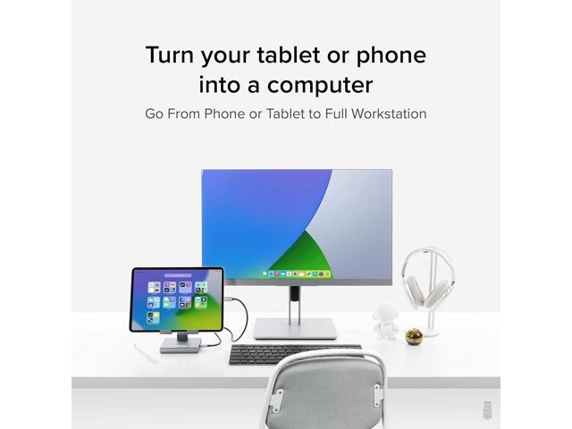 Plugable 8-in-1 USB C Hub for iPad with Stand, 100W Pass-Through Charging, USB C Docking Station for iPad, 1x HDMI, 2X USB, Audio, SD, Driverless,...
