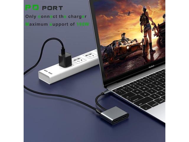 USB C to Dual HDMI Adapter for Monitor, USBC Laptop Docking Station Dual Monitor Dongle MacBook, USB-C Hub Powered Mac, USB 3.0 to USB C Adapter...