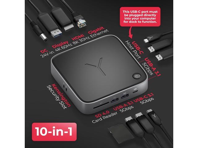 Brydge Stone CORE Powered Charging Docking Station 10 Ports, 100W PD, Dual Monitor Docking Station, 4K60Hz, 8K HDMI, SD 4.0, USB-A & USB-C,...