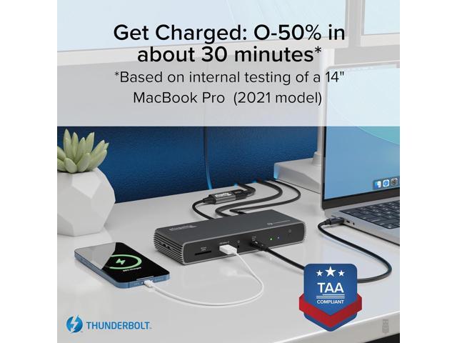 Plugable Thunderbolt 4 Dock with 100W Charging, Thunderbolt Certified, 3X Thunderbolt Ports, Laptop Docking Station Dual Monitor Single 8K or Dual...