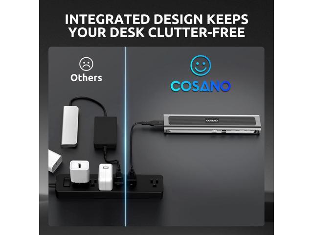 COSANO 100W MacBook Pro Docking Station - Aluminum Mac Mini Stand & USB-C Hub with 4K HDMI - Universal Dock for Apple Devices with 100W Built-in...