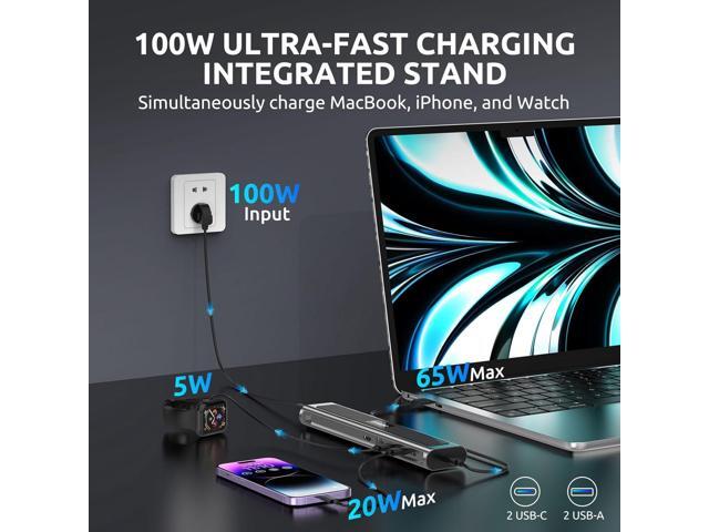 COSANO 100W MacBook Pro Docking Station - Aluminum Mac Mini Stand & USB-C Hub with 4K HDMI - Universal Dock for Apple Devices with 100W Built-in...