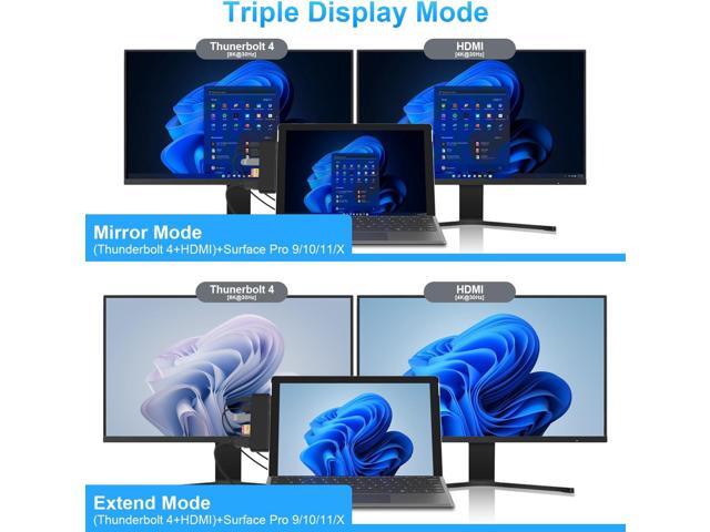 Surface Pro 9/10/11/X Accessories, Surface Pro 9 Docking Station with 4K HDMI, USB-C Thunerbolt 4 (Display+Data+PD Charging), 2 USB 3.0, SD/TF Card...