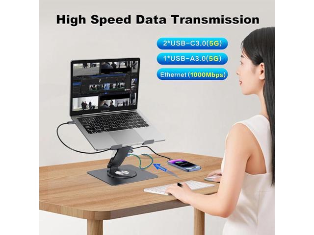 Laptop Docking Station for MacBook Pro/Air/Dell/HP/Surface HC 11-in-1 USB C Hub 360°Rotatable Laptop Stand with USB Hub 4K HDMI USB 3.0 PD100W...