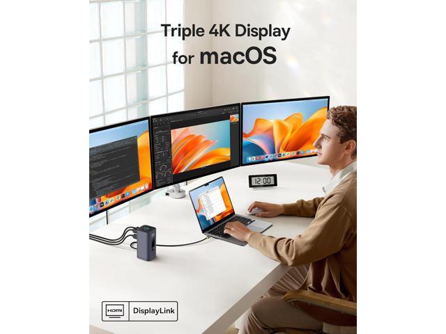 [CES Picks Awards 2025] Baseus SpaceMate(MAC) Docking Station, USB C Docking Station 3 Monitors with 4K HDMI, 10Gbps USB Ports, 100W PD, Gigabit...