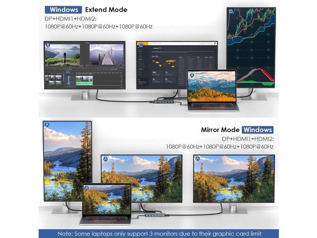 WAVLINK USB C Docking Station Dual Monitor, USB-C Hub Laptop Triple Display with 2 HDMI,DisplayPort, 100W PD Charging, Ethernet, 5 USB, SD/TF Read,...