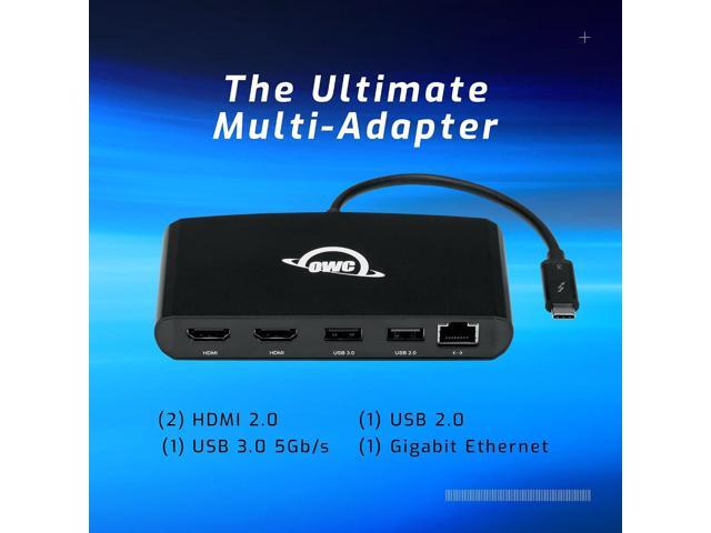 OWC Thunderbolt mini Dock, Bus-Powered 5-Port Multi-Adapter with Dual 4K HDMI, Dual USB, Gigabit Ethernet, Integrated 7.2-inch TB Cable, for TB...