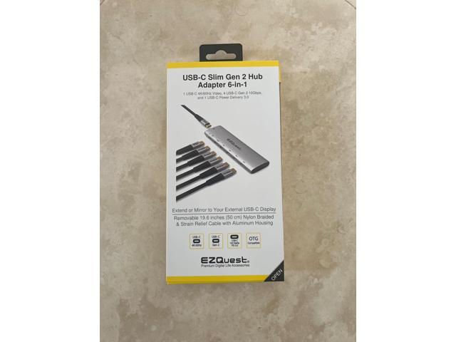 USB-C Slim Gen 2 Hub Adapter 6-in-1 1 USB-C 4K/60Hz Video, 4 USB-C Gen 2 10Gbps, and 1 USB-C Power Delivery 3.0