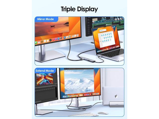 LENTION USB C Hub, Dual HDMI 4K@60Hz for MacBook, 7-in-1 USB C Docking Station, PD 100W, 5Gbps Data Transfer, SD Card Reader, Dual Monitor Adapter...