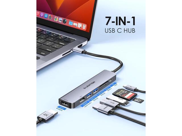 LENTION USB C Hub, Dual HDMI 4K@60Hz for MacBook, 7-in-1 USB C Docking Station, PD 100W, 5Gbps Data Transfer, SD Card Reader, Dual Monitor Adapter...