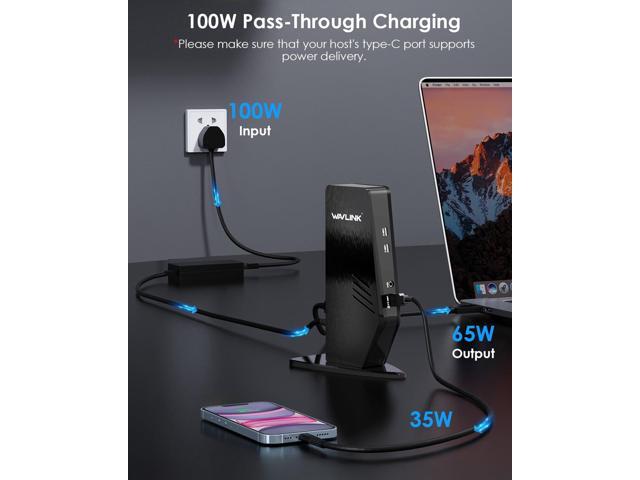 WAVLINK USB 3.0 and USB-C Universal Laptop Docking Station with 100W Charging, Dual Monitor Docking Station for Windows or Mac, 4K HDMI (2 HDMI,2...