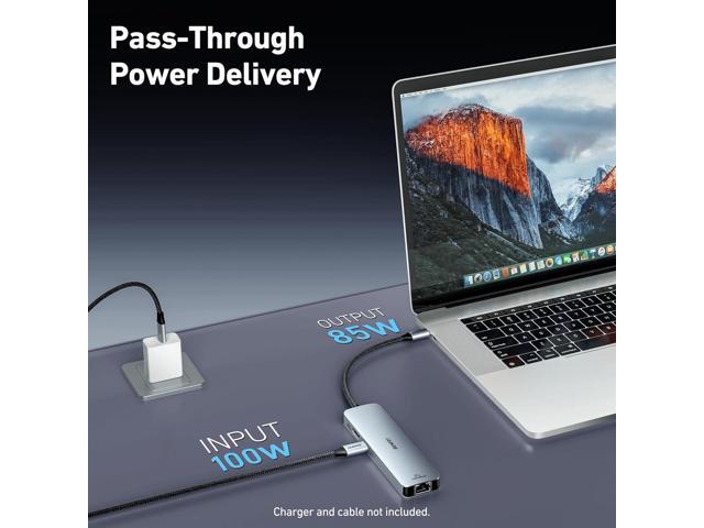 BENFEI 6-in-1 USB C Hub with HDMI(4K@60Hz), 2 USB-A, 1 USB-C Data, 100W Charge, Gigabit Ethernet, Silicone Tangle-Free Cable Compatible with...