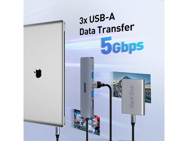 BENFEI USB C HUB 7-in-1 with HDMI(4K@60Hz,Certified), 100W Power Delivery, 3*USB 3.0, SD/TF Card Reader(160MB/s) Compatible with iPhone 15 Pro/Max,...