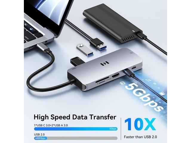 USB C Adapters for MacBook Pro/Air, Mac Dongle with 3 USB Port, 9 in 1 Macbook Hub to HDMI, RJ45 Ethernet,100W Pd Charging, USB C to SD/TF Card...