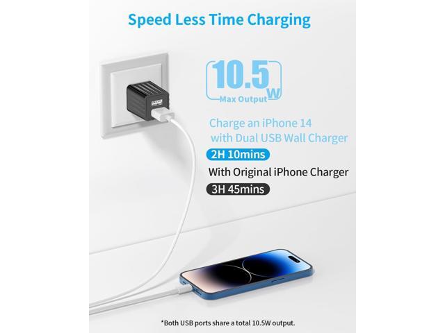USB Wall Charger, 4-Pack 2.1A/5V Dual-Port USB Cube Power Adapter Charger Plug Box Brick for iPhone 16 15 14 13 12 11 X,iPad,iPad...