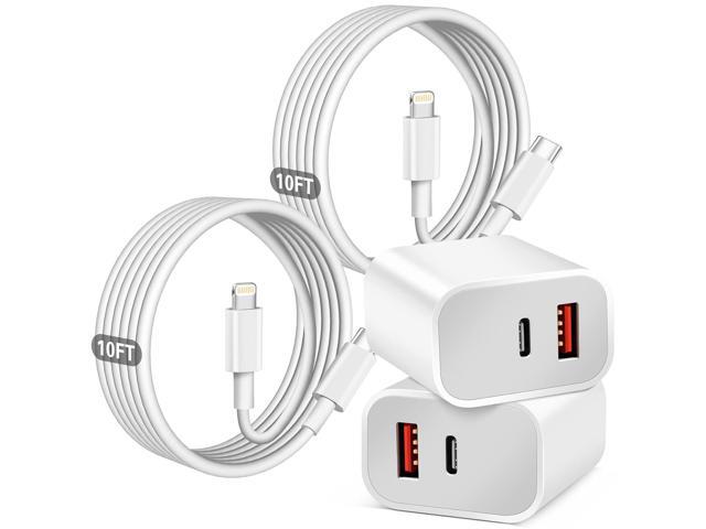 Fast Charger iPhone,Dual Port A/C iPhone Charger Fast Charging Adapter,2Pack Quick Double iPhone Wall Charger Block,Apple Charger Block 10FT USBC...