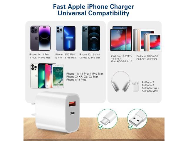 Fast Charger iPhone,Dual Port A/C iPhone Charger Fast Charging Adapter,2Pack Quick Double iPhone Wall Charger Block,Apple Charger Block 10FT USBC...