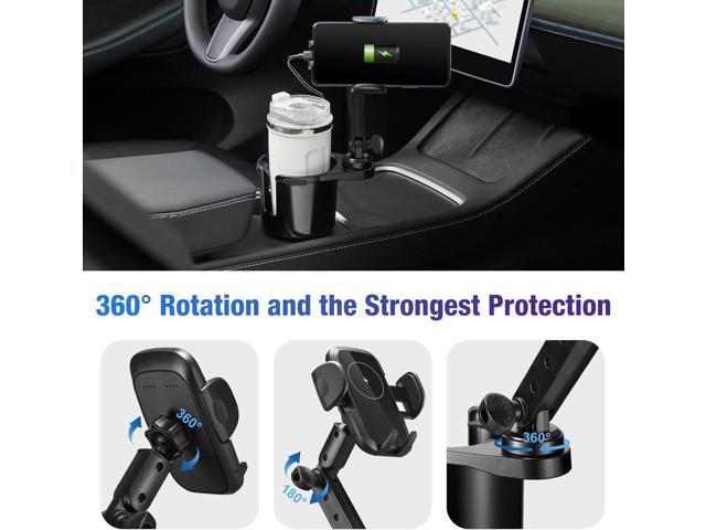 This Hill Cup Holder Phone Charger, 15W Fast Charging Auto Clamping, Phone Holder for Cup Holder Charger with Adjustable Base & 360° Rotation...