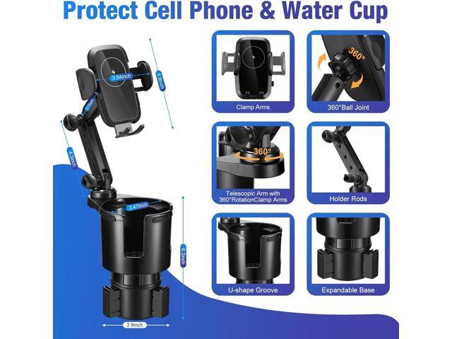 This Hill Cup Holder Phone Charger, 15W Fast Charging Auto Clamping, Phone Holder for Cup Holder Charger with Adjustable Base & 360° Rotation...