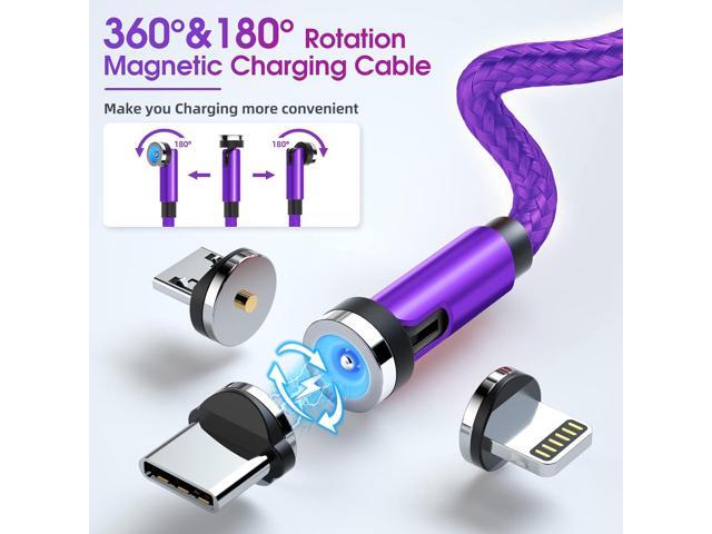 Magnetic Charging Cable 540° Rotating Magnetic Phone Charger [6-Pack, 3ft/3ft/3ft/6ft/6ft/10ft] 3 in 1 Magnetic Charger Cable Nylon Braided...