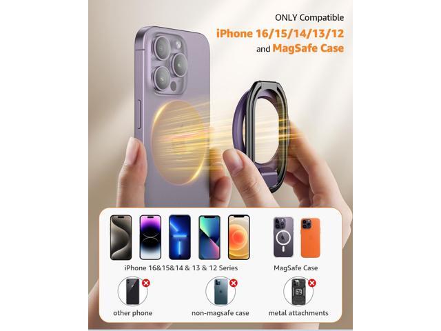 2025 Upgraded Mag Safe Phone Ring Holder, SUPERONE Adjustable Magnetic Kickstand & Removable Phone Grip Compatible with Wireless Charging Only for...