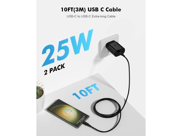 25W Super Fast Charger Type C 2 Pack with 10FT USB C Cable Fast Charging for Sam-Sung Galaxy S23 Ultra Charger S23/S23+/S22...