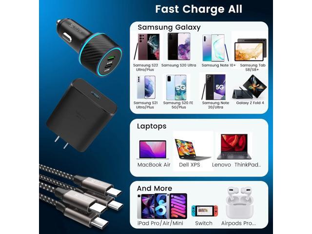 S24 S25 Ultra Charger Type C, SCRUAK 45W PPS Super Fast USB-C Wall/Car Charger for Samsung Galaxy S25 Ultra/S25+/S25/S24...