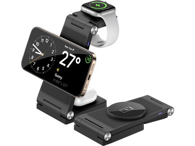 Magnetic Wireless Charger Stand, 3 in 1 Foldable Wireless Charging Station with 20W Adapter, Travel Charger for Multiple Devices for iPhone 17 16...