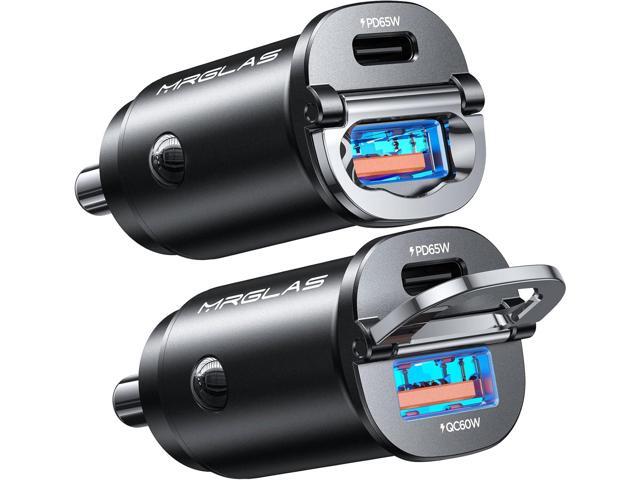 MRGLAS [2-Pack]125W USB C Car Charger, Mini Metal USB C Car Charger Adapter Fast Charging PD65W & QC60W Dual Port Type C Car Cigarette Lighter USB...