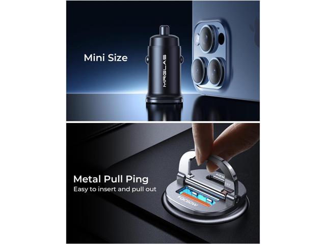 MRGLAS [2-Pack]125W USB C Car Charger, Mini Metal USB C Car Charger Adapter Fast Charging PD65W & QC60W Dual Port Type C Car Cigarette Lighter USB...