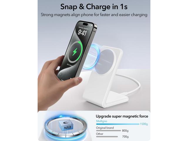 2 Pack Meifigno for MagSafe-Compatible Charger Stand with [20W USB C Charger Block & USB C Cable x2], Fast Wireless Charger Designed for iPhone 16...