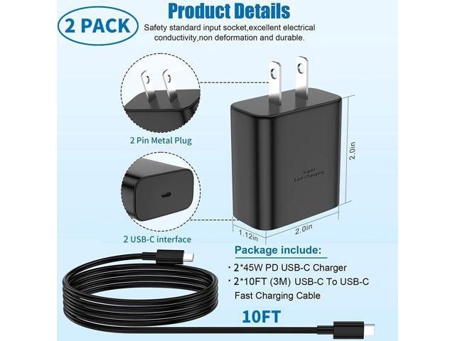 Type c Charger Fast Charging 45W Fast Charging USB C Charger for Samsung Galaxy A53/A73,Galaxy S25 Ultra/S25/S25+/S24 Ultra/S24+/S23/S22/S22...