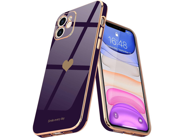 Teageo Compatible with iPhone 11 Case for Women Girl Cute Love Heart Luxury Bling Plating Soft Back Cover Full Camera Protection Bumper Silicone...