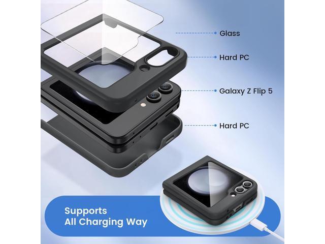 Ruky for Samsung Galaxy Z Flip 5 Case, Full Body Cover Hard PC Ultra-Thin Anti-Scratches Shockproof, Support Wireless Charging Protective Phone...