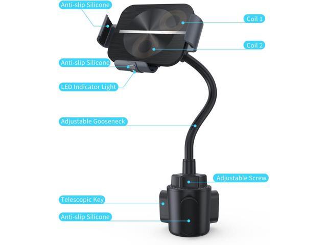 Wireless Car Charger for Z Fold 6/5/4/3/2, Dual Coil Cup Holder Phone Mount, Wireless Car Charger for Tesla, Auto Clamping Fast Charging for iPhone...