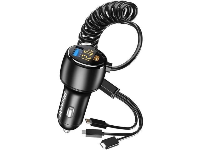 66W High-Speed Car Charger - 5-Port Fast Charging Hub with PD & QC3.0, Universal Compatibility for iPhone 15/14/13/12/11, Samsung Galaxy...