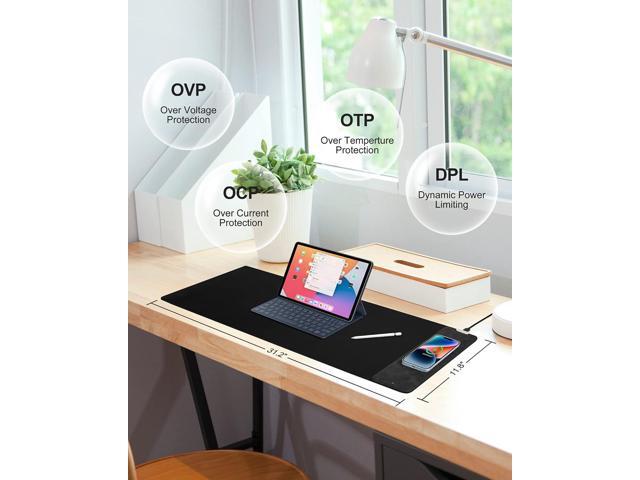 Mouse Pad with Wireless Charging, Black Mousepad Long Desk Mat, Large Gaming Mouse Pad, Soft Mouse Pad Gaming Desk Pad with Non-Slip Rubber Base,...