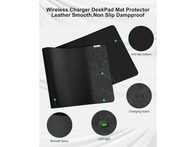 Mouse Pad with Wireless Charging, Black Mousepad Long Desk Mat, Large Gaming Mouse Pad, Soft Mouse Pad Gaming Desk Pad with Non-Slip Rubber Base,...