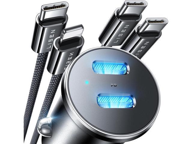 LISEN 90W for iPhone 17 Pro Max Car Charger USB C Fast Charge,Dual Fast Charging Port PD 45W USB C Car Charger Type C Adapter with 2 Cables...