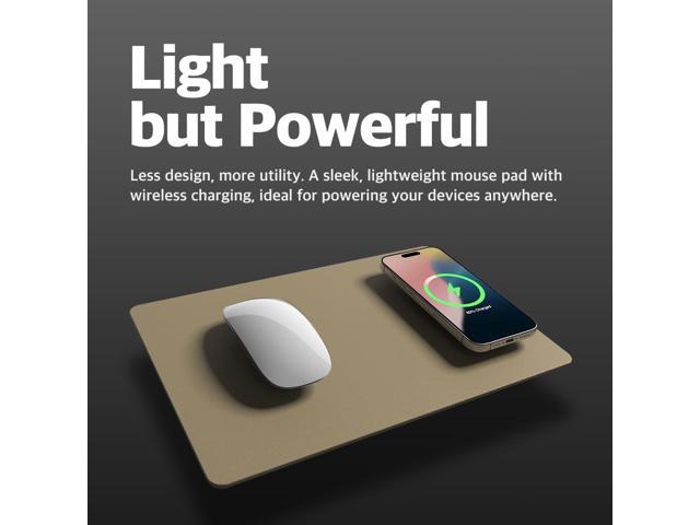 POUT H3 - Portable Qi Wireless Charging Mouse Pad Mat for Laptops Charges w/iPhone, Airpod, Samsung Galaxy (Latte Cream)