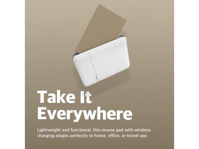POUT H3 - Portable Qi Wireless Charging Mouse Pad Mat for Laptops Charges w/iPhone, Airpod, Samsung Galaxy (Latte Cream)