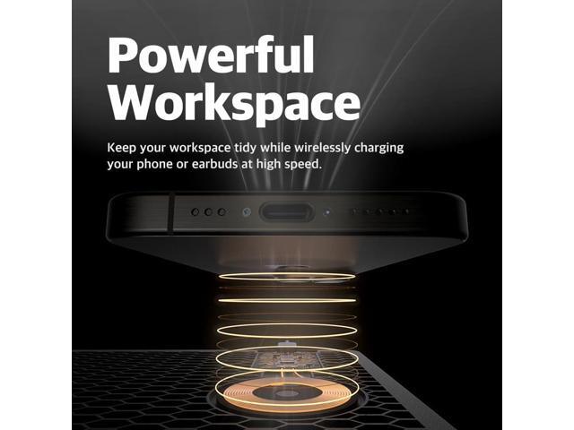 POUT H3 - Portable Qi Wireless Charging Mouse Pad Mat for Laptops Charges w/iPhone, Airpod, Samsung Galaxy (Latte Cream)