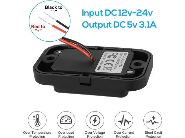Linkstyle 12V RV USB Outlet, QC3.0 USB A Port & USB C Port Surface Mount Charging Socket Panel for Car Marine Motorcycle