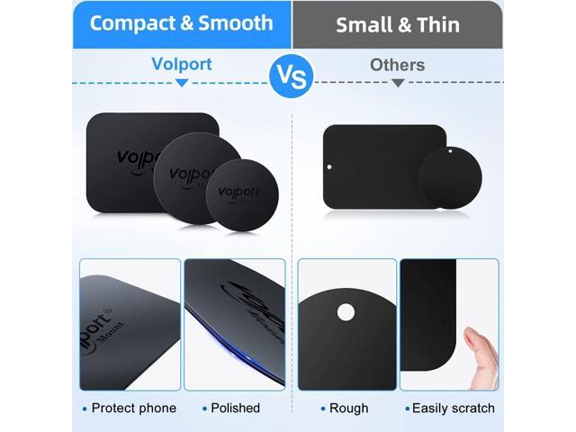 volport Metal Plate for Phone Magnet, 10 Pack MagicPlate with 3M Adhesive Replacement for Magnetic Phone Car Mount Holder & Cradle & Stand...