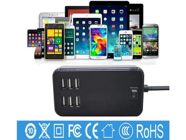 WGT USB Charging Station 6-Port Desktop USB Charger Port Suitable for Smart Phones, All Charging Devices with SBU, Multi-Port Wall Charger with...